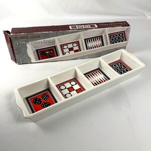 Vintage Classic I. Godinger‎ Games - 4-Section Ceramic Snack Tray
